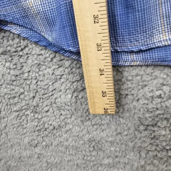 Duluth Trading Co Men's Blue Plaid Long Sleeve Button Up Roll Tab Size L Tall - Picture 8 of 10